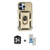 MARSİLYAN™- iPhone 14 Pro Max Kılıf Ahenk Klasik - Şeffaf Royal Nano Ekran Koruyucu + PVD Metal Kamera Lens - TU