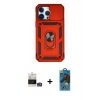 MARSİLYAN™- iPhone 14 Pro Max Kılıf Ahenk Klasik - Siyah 18D Cam Ekran Koruyucu + Bilvis Titan Kamera Lens - GS