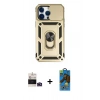 MARSİLYAN™- iPhone 14 Pro Max Kılıf Ahenk Klasik - Siyah 18D Cam Ekran Koruyucu + Bilvis Titan Kamera Lens - DNMR