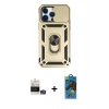 MARSİLYAN™- iPhone 14 Pro Max Kılıf Ahenk Klasik - Siyah 18D Cam Ekran Koruyucu + Bilvis Titan Kamera Lens - GS