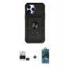 MARSİLYAN™- iPhone 14 Pro Max Kılıf Ahenk Klasik - Siyah 18D Cam Ekran Koruyucu + Bilvis Titan Kamera Lens - DNMR