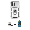 MARSİLYAN™- iPhone 14 Pro Max Kılıf Ahenk Klasik - Siyah 18D Cam Ekran Koruyucu + Bilvis Titan Kamera Lens - DNMR