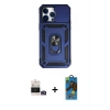 MARSİLYAN™- iPhone 14 Pro Max Kılıf Ahenk Klasik - Siyah 18D Cam Ekran Koruyucu + Bilvis Titan Kamera Lens - GD