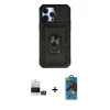 MARSİLYAN™- iPhone 14 Pro Max Kılıf Ahenk Klasik - Siyah 18D Cam Ekran Koruyucu + Bilvis Titan Kamera Lens - GD