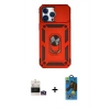 MARSİLYAN™- iPhone 14 Pro Max Kılıf Ahenk Klasik - Siyah 18D Cam Ekran Koruyucu + Bilvis Titan Kamera Lens - GD