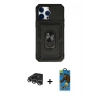 MARSİLYAN™- iPhone 14 Pro Max Kılıf Ahenk Klasik - Siyah 18D Cam Ekran Koruyucu + Raze Metal Kamera Lens - GS