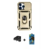 MARSİLYAN™- iPhone 14 Pro Max Kılıf Ahenk Klasik - Siyah 18D Cam Ekran Koruyucu + Raze Metal Kamera Lens - GS