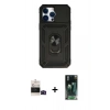 MARSİLYAN™- iPhone 14 Pro Max Kılıf Ahenk Klasik - Siyah 360 Mat Full Body Arka Koruyucu + Bilvis Titan Kamera Lens - SH