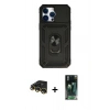 MARSİLYAN™- iPhone 14 Pro Max Kılıf Ahenk Klasik - Siyah 360 Mat Full Body Arka Koruyucu + Raze Metal Kamera Lens - GD