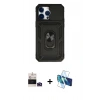 MARSİLYAN™- iPhone 14 Pro Max Kılıf Ahenk Klasik - Siyah 3D Antistatik Cam Ekran Koruyucu + Bilvis Titan Kamera Lens - DNMR