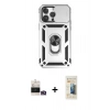 MARSİLYAN™- iPhone 14 Pro Max Kılıf Ahenk Klasik - Siyah 6D Mat Seramik Hayalet Nano Ekran Koruyucu + Bilvis Titan Kamera Lens - GD