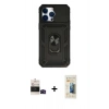 MARSİLYAN™- iPhone 14 Pro Max Kılıf Ahenk Klasik - Siyah 6D Mat Seramik Hayalet Nano Ekran Koruyucu + Bilvis Titan Kamera Lens - SH