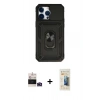 MARSİLYAN™- iPhone 14 Pro Max Kılıf Ahenk Klasik - Siyah 6D Mat Seramik Hayalet Nano Ekran Koruyucu + Bilvis Titan Kamera Lens - DNMR