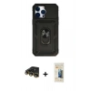 MARSİLYAN™- iPhone 14 Pro Max Kılıf Ahenk Klasik - Siyah 6D Mat Seramik Hayalet Nano Ekran Koruyucu + Raze Metal Kamera Lens - GD