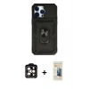 MARSİLYAN™- iPhone 14 Pro Max Kılıf Ahenk Klasik - Siyah 6D Mat Seramik Hayalet Nano Ekran Koruyucu + PVD Metal Kamera Lens - TU