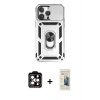 MARSİLYAN™- iPhone 14 Pro Max Kılıf Ahenk Klasik - Siyah 6D Mat Seramik Hayalet Nano Ekran Koruyucu + PVD Metal Kamera Lens - TU