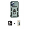 MARSİLYAN™- iPhone 14 Pro Max Kılıf Ahenk Klasik - Siyah 6D Mat Seramik Hayalet Nano Ekran Koruyucu + PVD Metal Kamera Lens - TU