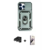 MARSİLYAN™- iPhone 14 Pro Max Kılıf Ahenk Klasik - Siyah Bilvis 3D Mat Cam Ekran Koruyucu + Raze Metal Kamera Lens - GS
