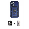 MARSİLYAN™- iPhone 14 Pro Max Kılıf Ahenk Klasik - Siyah Bilvis 3D Mat Cam Ekran Koruyucu + PVD Metal Kamera Lens - TU
