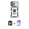 MARSİLYAN™- iPhone 14 Pro Max Kılıf Ahenk Klasik - Siyah Bilvis 5in1 3D Magic Cam Ekran Koruyucu + PVD Metal Kamera Lens - TU