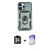 MARSİLYAN™- iPhone 14 Pro Max Kılıf Ahenk Klasik - Siyah Bilvis 5in1 3D Magic Cam Ekran Koruyucu + PVD Metal Kamera Lens - TU