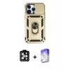 MARSİLYAN™- iPhone 14 Pro Max Kılıf Ahenk Klasik - Siyah Bilvis 5in1 3D Magic Cam Ekran Koruyucu + PVD Metal Kamera Lens - TU