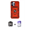 MARSİLYAN™- iPhone 14 Pro Max Kılıf Ahenk Klasik - Siyah Bilvis 5in1 3D Magic Cam Ekran Koruyucu + PVD Metal Kamera Lens - TU