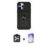 MARSİLYAN™- iPhone 14 Pro Max Kılıf Ahenk Klasik - Siyah Bilvis 5in1 3D Magic Cam Ekran Koruyucu + PVD Metal Kamera Lens - TU