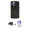 MARSİLYAN™- iPhone 14 Pro Max Kılıf Ahenk Klasik - Siyah Bilvis 5in1 3D Magic Cam Ekran Koruyucu + Raze Metal Kamera Lens - GD