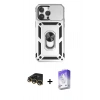 MARSİLYAN™- iPhone 14 Pro Max Kılıf Ahenk Klasik - Siyah Bilvis 5in1 3D Magic Cam Ekran Koruyucu + Raze Metal Kamera Lens - GD