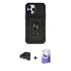 MARSİLYAN™- iPhone 14 Pro Max Kılıf Ahenk Klasik - Siyah Bilvis 5in1 5D Magic Hayalet Cam Ekran Koruyucu + Raze Metal Kamera Lens - GS