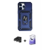 MARSİLYAN™- iPhone 14 Pro Max Kılıf Ahenk Klasik - Siyah Bilvis 5in1 5D Magic Hayalet Cam Ekran Koruyucu + Raze Metal Kamera Lens - GS