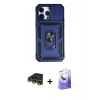 MARSİLYAN™- iPhone 14 Pro Max Kılıf Ahenk Klasik - Siyah Bilvis 5in1 5D Magic Hayalet Cam Ekran Koruyucu + Raze Metal Kamera Lens - GD