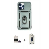 MARSİLYAN™- iPhone 14 Pro Max Kılıf Ahenk Klasik - Siyah Bilvis Hayalet Cam Ekran Koruyucu + Bilvis Titan Kamera Lens - GD