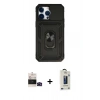 MARSİLYAN™- iPhone 14 Pro Max Kılıf Ahenk Klasik - Siyah Bilvis Hayalet Cam Ekran Koruyucu + Bilvis Titan Kamera Lens - SH