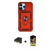 MARSİLYAN™- iPhone 14 Pro Max Kılıf Ahenk Klasik - Siyah Buffer Cam Ekran Koruyucu + Raze Metal Kamera Lens - GD