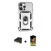 MARSİLYAN™- iPhone 14 Pro Max Kılıf Ahenk Klasik - Siyah Buffer Cam Ekran Koruyucu + Raze Metal Kamera Lens - GD