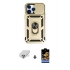 MARSİLYAN™- iPhone 14 Pro Max Kılıf Ahenk Klasik - Siyah Buffer Hayalet Cam Ekran Koruyucu + Band Metal Kamera Lens - GD