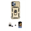 MARSİLYAN™- iPhone 14 Pro Max Kılıf Ahenk Klasik - Siyah Buffer Hayalet Cam Ekran Koruyucu + Bilvis Titan Kamera Lens - GD
