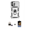 MARSİLYAN™- iPhone 14 Pro Max Kılıf Ahenk Klasik - Siyah Buffer Hayalet Cam Ekran Koruyucu + Bilvis Titan Kamera Lens - GD