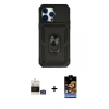 MARSİLYAN™- iPhone 14 Pro Max Kılıf Ahenk Klasik - Siyah Buffer Hayalet Cam Ekran Koruyucu + Bilvis Titan Kamera Lens - GS