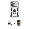 MARSİLYAN™- iPhone 14 Pro Max Kılıf Ahenk Klasik - Siyah Buffer Hayalet Cam Ekran Koruyucu + Bilvis Titan Kamera Lens - GS