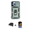 MARSİLYAN™- iPhone 14 Pro Max Kılıf Ahenk Klasik - Siyah Buffer Hayalet Cam Ekran Koruyucu + Raze Metal Kamera Lens - GS