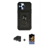 MARSİLYAN™- iPhone 14 Pro Max Kılıf Ahenk Klasik - Siyah Buffer Hayalet Cam Ekran Koruyucu + Raze Metal Kamera Lens - GS