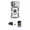 MARSİLYAN™- iPhone 14 Pro Max Kılıf Ahenk Klasik - Siyah Buffer Hayalet Cam Ekran Koruyucu + Raze Metal Kamera Lens - GS