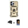 MARSİLYAN™- iPhone 14 Pro Max Kılıf Ahenk Klasik - Siyah Buffer Hayalet Cam Ekran Koruyucu + Raze Metal Kamera Lens - GS