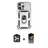 MARSİLYAN™- iPhone 14 Pro Max Kılıf Ahenk Klasik - Siyah Buffer Hayalet Cam Ekran Koruyucu + PVD Metal Kamera Lens - TU