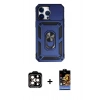 MARSİLYAN™- iPhone 14 Pro Max Kılıf Ahenk Klasik - Siyah Buffer Hayalet Cam Ekran Koruyucu + PVD Metal Kamera Lens - TU