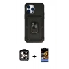 MARSİLYAN™- iPhone 14 Pro Max Kılıf Ahenk Klasik - Siyah Buffer Hayalet Cam Ekran Koruyucu + PVD Metal Kamera Lens - TU