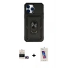 MARSİLYAN™- iPhone 14 Pro Max Kılıf Ahenk Klasik - Siyah Joko 5D Cam + Gold Bilvis Titan Kamera Lens